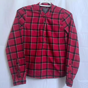 Abercrombie & Fitch Plaid Flannel Shirt Women's Extra Small XS Red